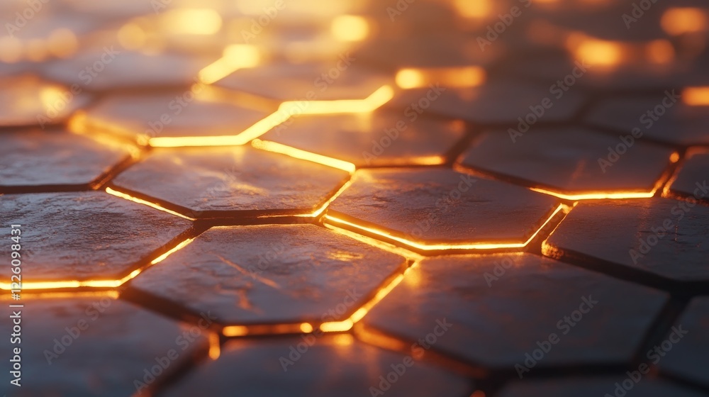 Poster illuminated hexagonal grid surface abstract design