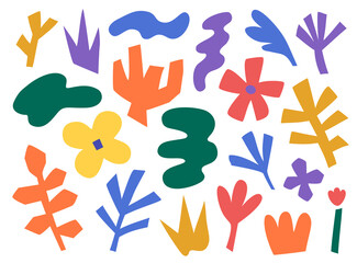 Modern trendy abstract shapes of flowers and plants. Retro groovy style. Vector illustration for design