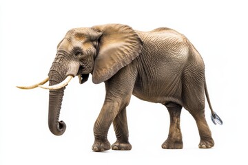 Fototapeta premium Majestic African Elephant on White Background