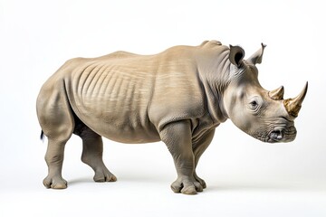 Fototapeta premium Majestic white rhinoceros on white background.
