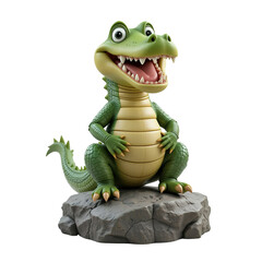 Naklejka premium A cheerful cartoon crocodile sits on a rock