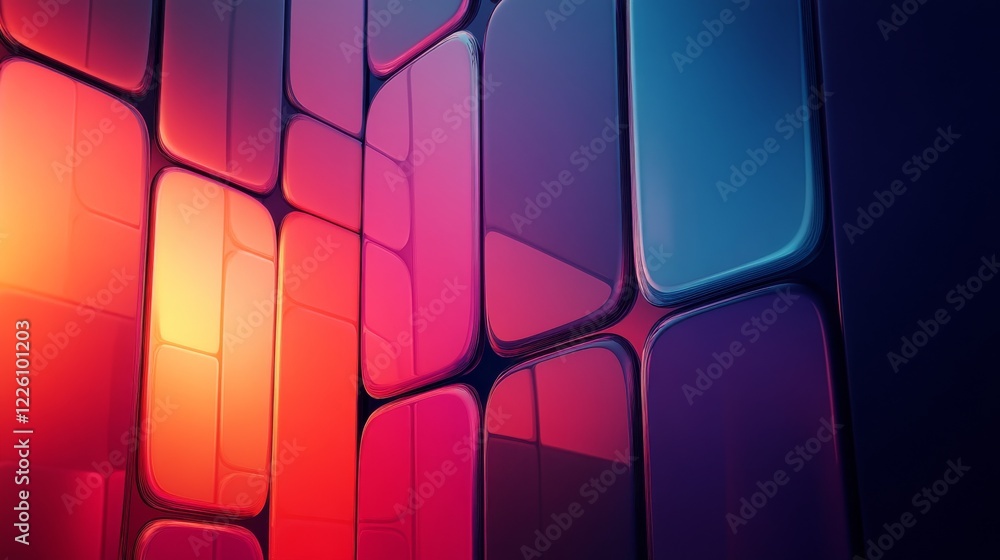 Poster abstract colorful geometric pattern of shiny tiles