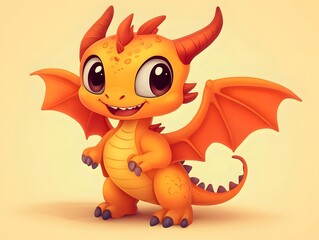 Adorable Baby Dragon Illustration Cute Cartoon Fantasy Creature