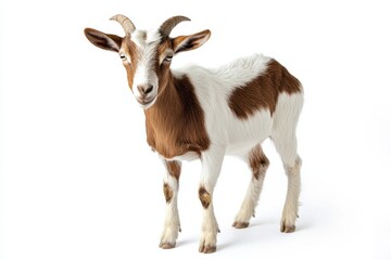 Fototapeta premium Adorable brown and white goat kid