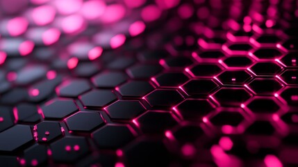 Obraz premium Abstract Hexagonal Pattern Glowing Pink and Black