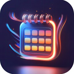 Neon calendar app icon design.
