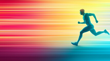 Dynamic Runner in Motion Against Colorful Background
