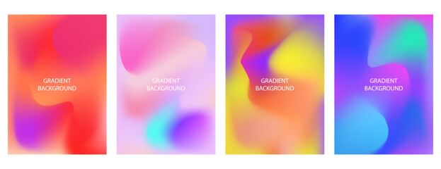 Cover gradient design set. Bright, dynamic mesh designs for posters and flyers. Vector illustration.