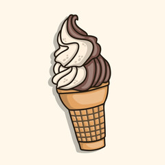 Soft serve ice cream in cones