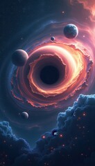 High-Definition Cosmic Black Hole Star Wallpaper