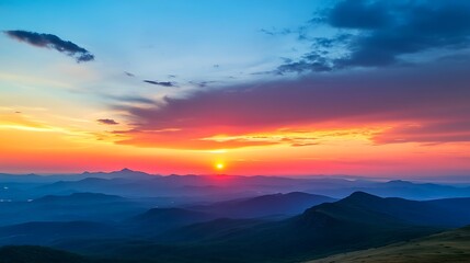 Obraz premium Majestic Sunrise over Mountain Ranges