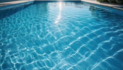 Vibrant Summer Afternoon at a Sparkling Swimming Pool with Sunlight Reflections and a Teak Chair, Capturing the Essence of Relaxation and Warmth