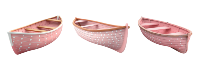 Pink Rowboat on Transparent Background