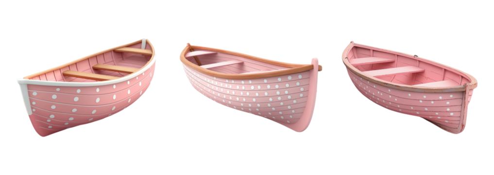 Pink Rowboat on Transparent Background