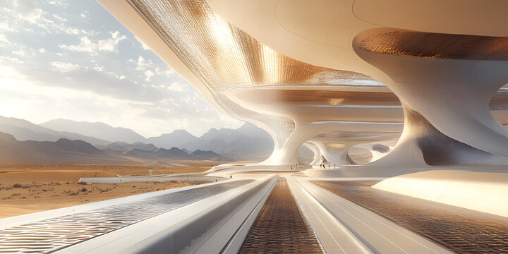 Design for a Hyperloop Station with Futuristic Transportation Technology
