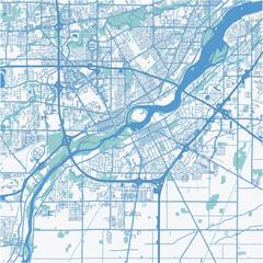Map of Perrysburg in Ohia in a professional blue style. Contains layered vector with roads water, parks, etc.