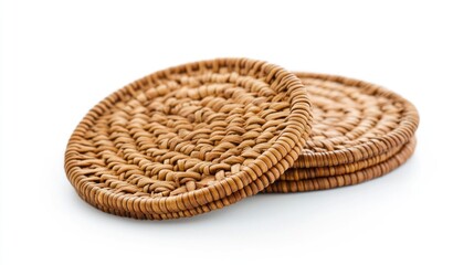 Rattan coasters or drinks mats isolated on a white background