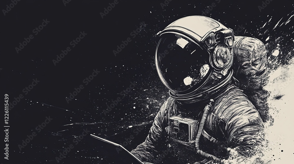 Aufkleber exploring space astronaut adventure outer space digital art cosmic environment dynamic perspective t