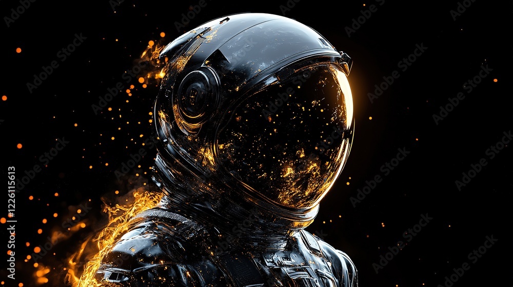 Poster explosive space encounter outer space digital art dark environment close-up view futuristic concept