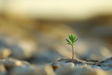 Desert Survival: A Tiny Cactus Thriving in the Harsh Desert Environment