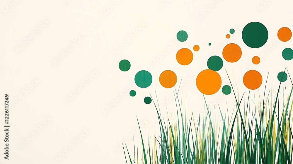 Poster colorful abstract design with grass and circle patterns