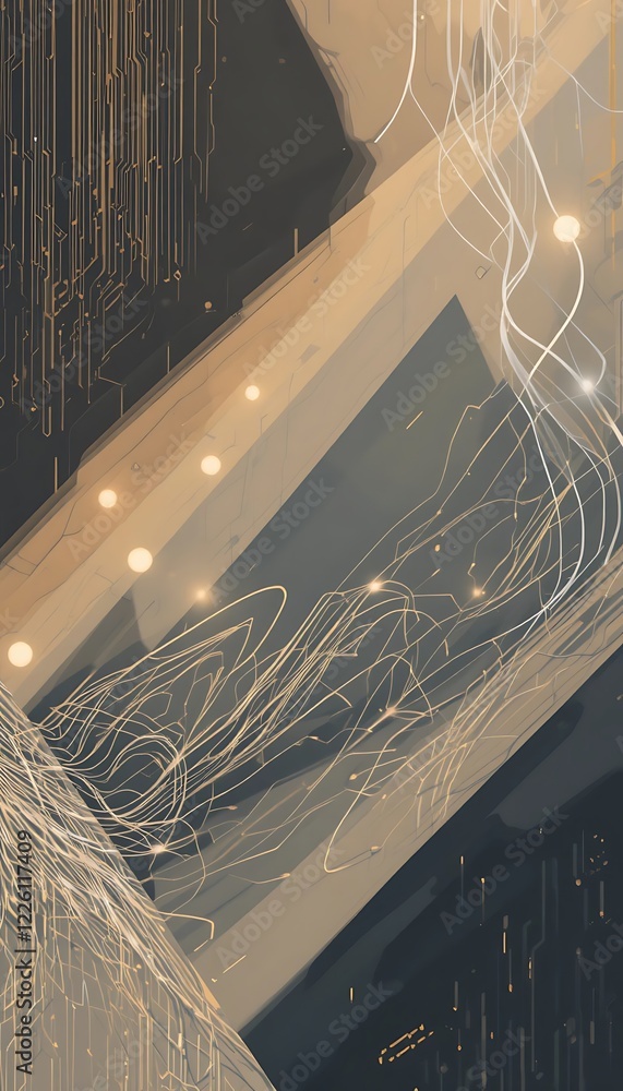 Poster abstract futuristic network design showing interconnected pathways