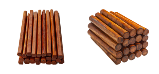 Stack of Wooden Rods on Transparent Background