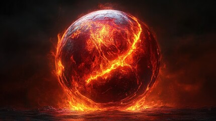 Catastrophic eruption of a fiery planet cosmic space digital art dark environment dramatic viewpoint apocalypse concept