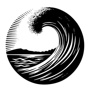 Vector silhouette of a wave on a white background