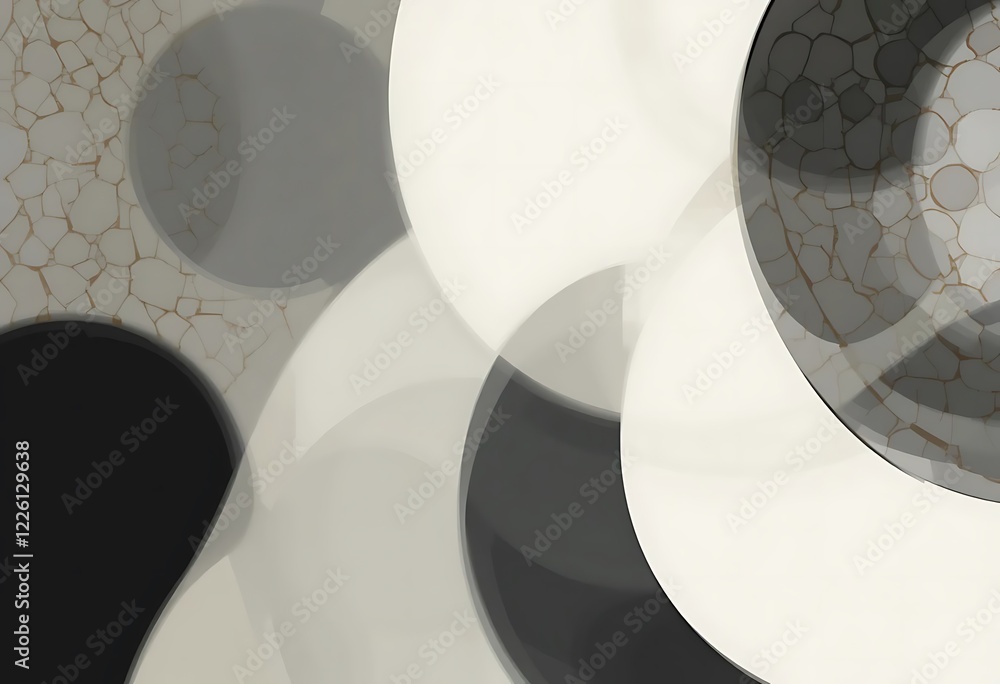 Poster Abstract grayscale circles overlap textured background
