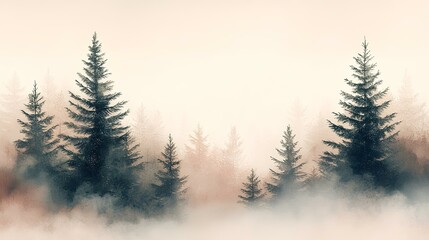 Misty mountain forest sunrise, tranquil nature scene, ideal for calming background © Laila Creative