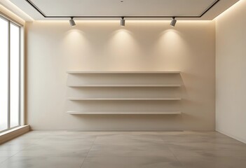 Minimalist Room Interior Design With Empty Shelves