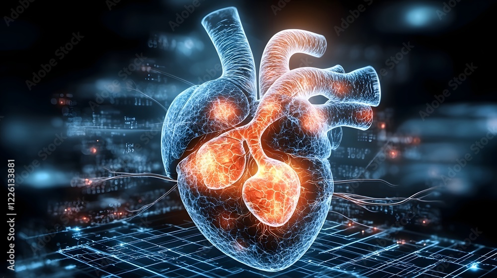 Aufkleber highly detailed and 3d rendering of the human heart showcasing the complex structure and inner worki