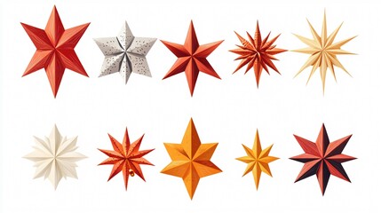 Obraz premium Festive Christmas Star Cut Out Element Collection for Creative Design Projects