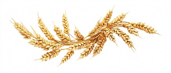 Vibrant Golden Wheat Ears Botanical Illustration for Design Projects