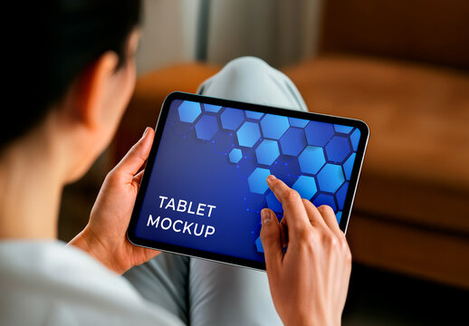 Person Holding Tablet Mockup