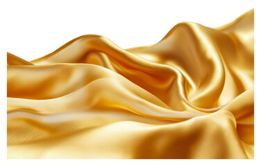 Fototapeta premium Shimmering golden silk fabric draped elegantly isolated on transparent background