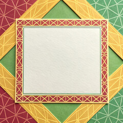 Geometric Border Pattern with Paper Texture and Autumn Harvest Palette