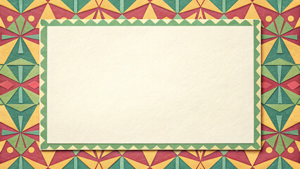 Geometric Border Pattern with Paper Texture and Autumn Harvest Palette