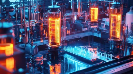 Neon Tubes in a Futuristic Laboratory