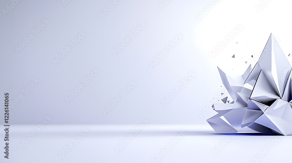 Aufkleber abstract white geometric shapes exploding on light grey background.