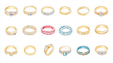 Elegant Wedding Rings on White Background Vector Illustration for Jewelry Design Projects