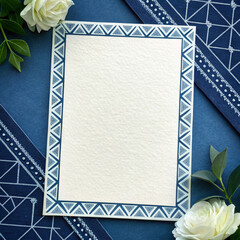 Geometric Border Pattern with Paper Texture and Midnight Sky Palette