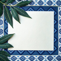 Geometric Border Pattern with Paper Texture and Midnight Sky Palette