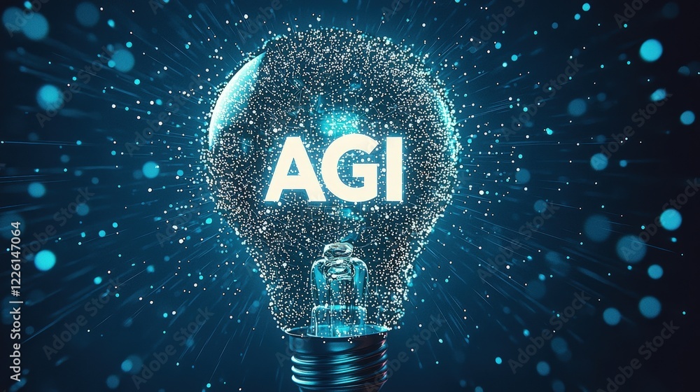 Poster illuminating agi concept in a dark futuristic setting