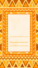 Geometric Border Pattern with Paper Texture and Sunset Glow Palette