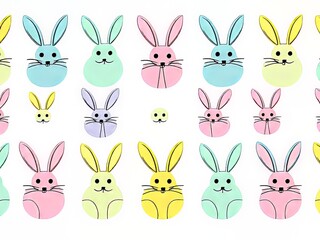 Vibrant Easter Abstract Bunnies & Eggs Minimalist Pattern