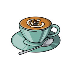 a cup of hot coffee latte