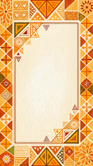 Geometric Border Pattern with Paper Texture and Sunset Glow Palette