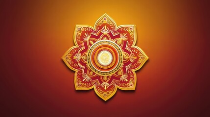 A vibrant rangoli design with intricate detailing, surrounded by festive elements and negative space for a clean look.